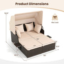 Outdoor Patio Rattan Daybed with Retractable Canopy and Side Tables by LJGDeals