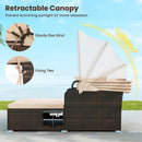 Outdoor Patio Rattan Daybed with Retractable Canopy and Side Tables by LJGDeals