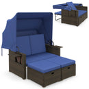 Outdoor Patio Rattan Daybed with Retractable Canopy and Adjustable Backrests by LJGDeals