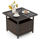 Outdoor Patio Rattan Wicker Steel Side Deck Table by LJGDeals