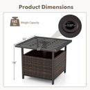Outdoor Patio Rattan Wicker Steel Side Deck Table-Brown