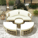 Outdoor Patio Round Daybed with Retractable Canopy and Soft Cushions-White by LJGDeals
