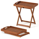 Outdoor Patio Solid Wood Tray Table with Removable Top No Assembly Required by LJGDeals