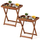 Outdoor Patio Solid Wood Tray Table with Removable Top No Assembly Required by LJGDeals