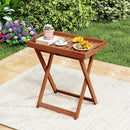 Outdoor Patio Solid Wood Tray Table with Removable Top No Assembly Required by LJGDeals