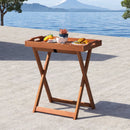 Outdoor Patio Solid Wood Tray Table with Removable Top No Assembly Required by LJGDeals