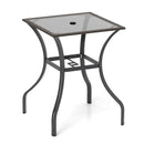 28.5 Inch Outdoor Patio Square Glass Top Table with Rattan Edging