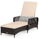 Outdoor Patio Wicker Chaise Lounge Chair with Adjustable Backrest and Pillow by LJGDeals