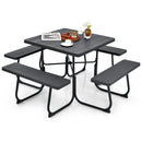 Outdoor Picnic Table with 4 Benches and Umbrella Hole by LJGDeals