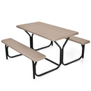 HDPE Outdoor Picnic Table Bench Set with Metal Base-Black by DirectDeals