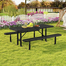 Outdoor Picnic Table and Bench Set for 8 Person with Seats and Mesh Grid-Black by LJGDeals