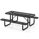Outdoor Picnic Table and Bench Set for 8 Person with Seats and Mesh Grid-Black by LJGDeals