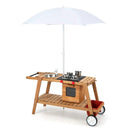 Wooden Play Cart with Sun Proof Umbrella for Toddlers Over 3 Years Old by LJGDeals