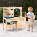 Outdoor Play Pretend Kitchen with Detachable Sandbox and Removable Sink-Natural by LJGDeals