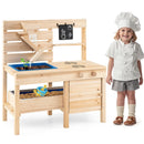Outdoor Play Pretend Kitchen with Detachable Sandbox and Removable Sink-Natural by LJGDeals