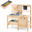 Outdoor Play Pretend Kitchen with Detachable Sandbox and Removable Sink-Natural