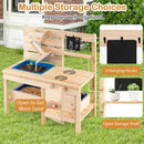 Outdoor Play Pretend Kitchen with Detachable Sandbox and Removable Sink-Natural by LJGDeals