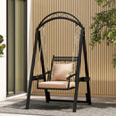 Outdoor Porch Swing with Removable Cushions and Side Tables for Garden Balcony-Black by LJGDeals