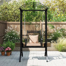 Outdoor Porch Swing with Stand and 2 Trellises for Adults-Black by LJGDeals