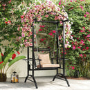 Outdoor Porch Swing with Stand and 2 Trellises for Adults-Black by LJGDeals