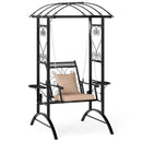 Outdoor Porch Swing with Stand and 2 Trellises for Adults-Black by LJGDeals