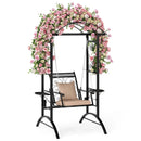 Outdoor Porch Swing with Stand and 2 Trellises for Adults-Black by LJGDeals