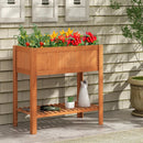 Outdoor Raised Garden Bed Fir Wood Planter Box with Bottom Storage Shelf and Protective Liner-Brown by LJGDeals