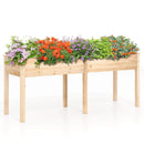 Fir Wood Outdoor Raised Garden Bed with Divider Panel and Drainage Holes by LJGDeals