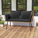 Outdoor Rattan 2-Seat Chair with Seat Back Cushions and Heavy-Duty Metal Legs by LJGDeals
