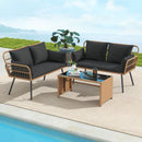 Outdoor Rattan 2-Seat Chair with Seat Back Cushions and Heavy-Duty Metal Legs by LJGDeals