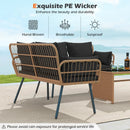 Outdoor Rattan 2-Seat Chair with Seat Back Cushions and Heavy-Duty Metal Legs by LJGDeals