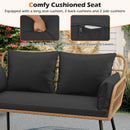 Outdoor Rattan 2-Seat Chair with Seat Back Cushions and Heavy-Duty Metal Legs by LJGDeals