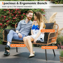 Outdoor Rattan 2-Seat Chair with Seat Back Cushions and Heavy-Duty Metal Legs by LJGDeals