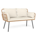 Outdoor Rattan 2-Seat Chair with Seat Back Cushions and Heavy-Duty Metal Legs by LJGDeals