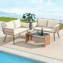 Outdoor Rattan 2-Seat Chair with Seat Back Cushions and Heavy-Duty Metal Legs by LJGDeals