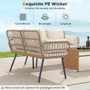 Outdoor Rattan 2-Seat Chair with Seat Back Cushions and Heavy-Duty Metal Legs by LJGDeals