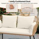 Outdoor Rattan 2-Seat Chair with Seat Back Cushions and Heavy-Duty Metal Legs by LJGDeals