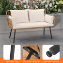 Outdoor Rattan 2-Seat Chair with Seat Back Cushions and Heavy-Duty Metal Legs by LJGDeals