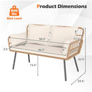 Outdoor Rattan 2-Seat Chair with Seat Back Cushions and Heavy-Duty Metal Legs by LJGDeals
