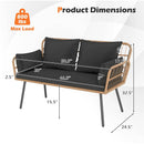 Outdoor Rattan 2-Seat Chair with Seat Back Cushions and Heavy-Duty Metal Legs by LJGDeals