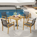 Set of 4 Outdoor Rattan Chair with Sturdy Acacia Wood Frame-Set of 4 by LJGDeals
