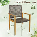 Set of 4 Outdoor Rattan Chair with Sturdy Acacia Wood Frame-Set of 4 by LJGDeals