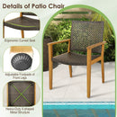 Set of 4 Outdoor Rattan Chair with Sturdy Acacia Wood Frame-Set of 4 by LJGDeals