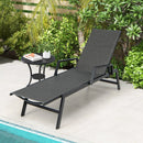 Outdoor Rattan Chaise Lounge Reclining Chair with Armrests and 5-Position Backrest-Brown by LJGDeals