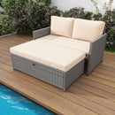 Outdoor Rattan Daybed Wicker Loveseat and 31 Gallon Storage Ottoman-Brown by LJGDeals