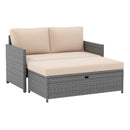 Outdoor Rattan Daybed Wicker Loveseat and 31 Gallon Storage Ottoman-Brown by LJGDeals