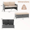 Outdoor Rattan Daybed Wicker Loveseat and 31 Gallon Storage Ottoman-Brown by LJGDeals