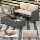 Outdoor Rattan Daybed Wicker Loveseat and 31 Gallon Storage Ottoman-Brown by LJGDeals