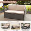 Outdoor Rattan Daybed Wicker Loveseat and 31 Gallon Storage Ottoman-Brown by LJGDeals