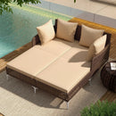 Outdoor Rattan Double Daybed Wicker Chaise Lounge by LJGDeals
